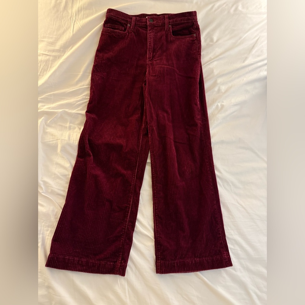 Lands' End Women’s Wide Leg Corduroy Pants Size 10 Burgundy